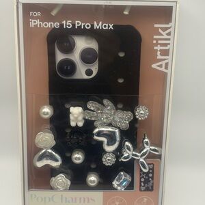 Black iPhone 15 Pro Max Decorative Charm Case Kit